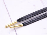 7MM Imitate Snake Skin Drawing Flat Luxurious PU Leather Shoelaces With Golden Metal Tip Nice Boot