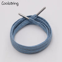 8mm Premium Flat Denim Shoelaces Metal Aglet Classic Laces Customize Your Kicks Blue Black