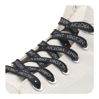 Weiou Women Canvas  Personality Shoelaces 0.8 Cm Flat Black Printed White  Christ Makes Us Victory