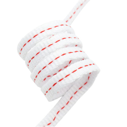 Weiou Lace New Simple Style Shoelaces 0.8 Cm Flat White And Red Polyester Shoestrings Matched