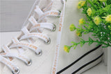 7mm White Golden Word Silk Screen Print Shoelaces Men Women Sneaker Canvas Rope 2021 Customized