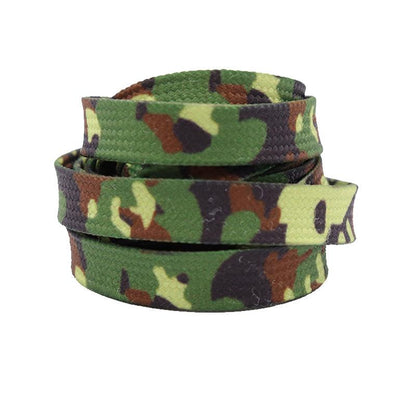 Weiou New Women Men Casual Shoelaces 0.8 Cm Flat Printed Green Camouflage Pattern Shoe Lace Belt All