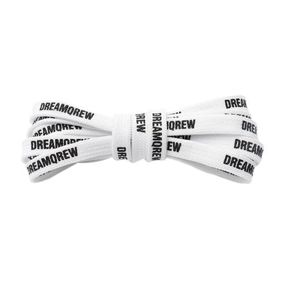 Weiou Women Canvas Sneaker Shoelaces 0.8 Cm Flat White Printed DREAMQREW Letters Double Layer