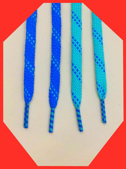 Marine Style 1CM Double Colors Shoelaces Blue Navy Flat Shape Polyester Shoelaces Be Suit For Canvas