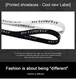 8M Flat Shape Shoe Decoration Japanese Letters Silk Screen Printing Black White Cords For Canvas