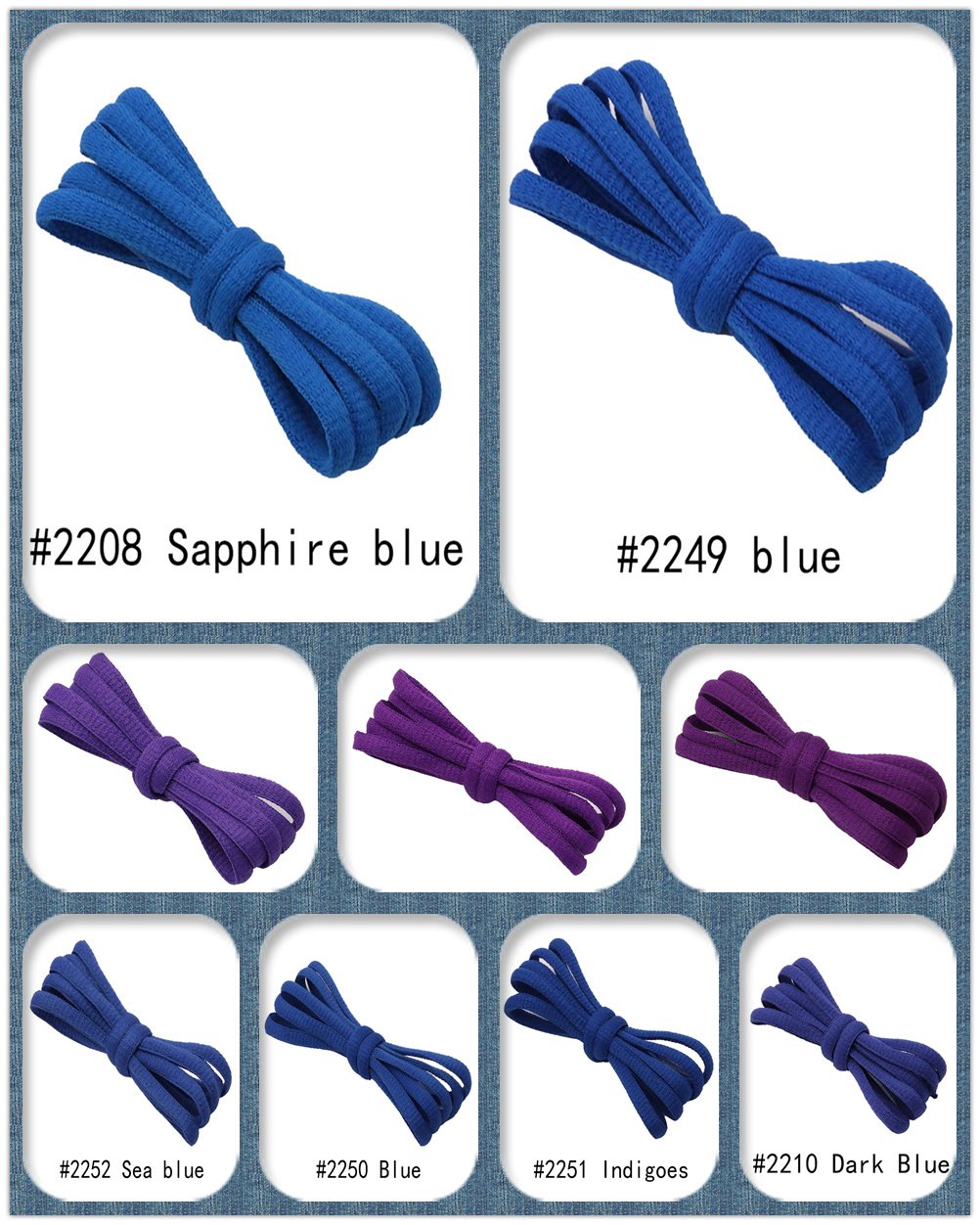 Pure Cotton Laces 6MM Oval Blue Purple Shoelaces Premium Cords Authentic Polyester Rope For