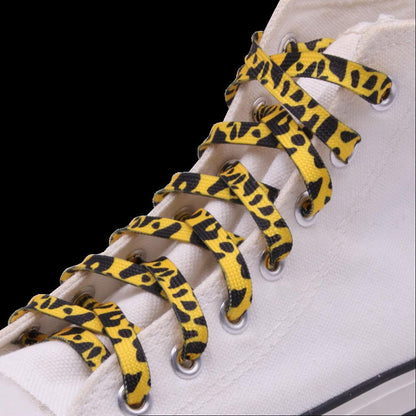 Weiou 7mm Polyester Double Hollow Flat Printed Classic Leopard Laces Sublimated Heat Transfer