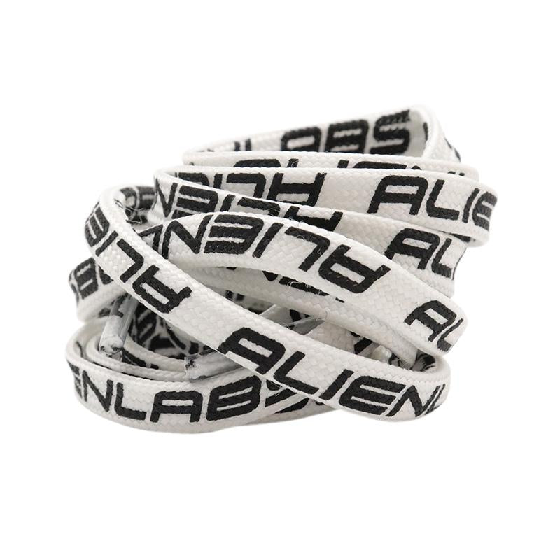 Weiou Print Sports Shoelaces 0.7 Cm Flat White With Black Font Luminous Shoestrings For Boy Men