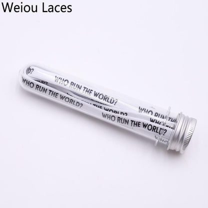 Weiou Flat Printed WHO RUN THE WORLD Shoelaces Black White Double-sided Printing Extra Long