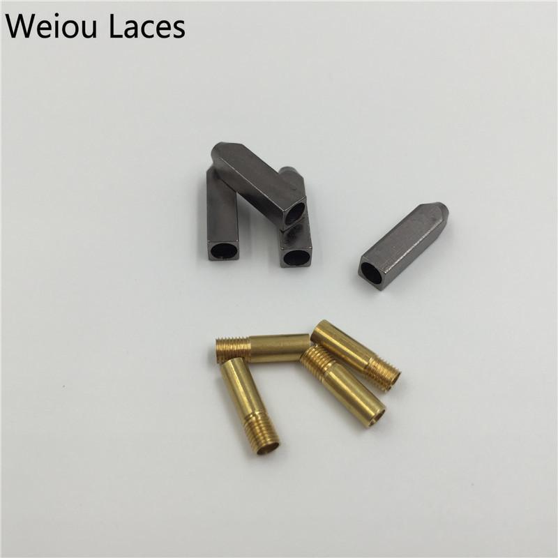 Weiou 4pcs/1 Set 5*5*19mm Gold Silver Gunblack Metal Aglet Tips Replacement Repair Shoelaces Head