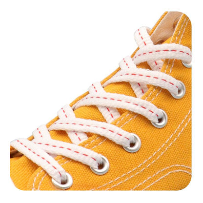 Weiou Lace New Simple Style Shoelaces 0.8 Cm Flat White And Red Polyester Shoestrings Matched