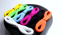 7MM Eye-Catching Bright Solid Color Flat Shape Shoelaces Double-Layer Polyester With Plastic Tips