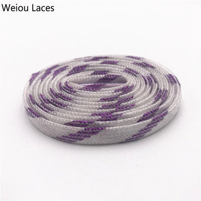 Weiou 2 Colors Mixed Shinning Colorful Glitter Shoelaces Strings Knitted Running Shoestring Flat