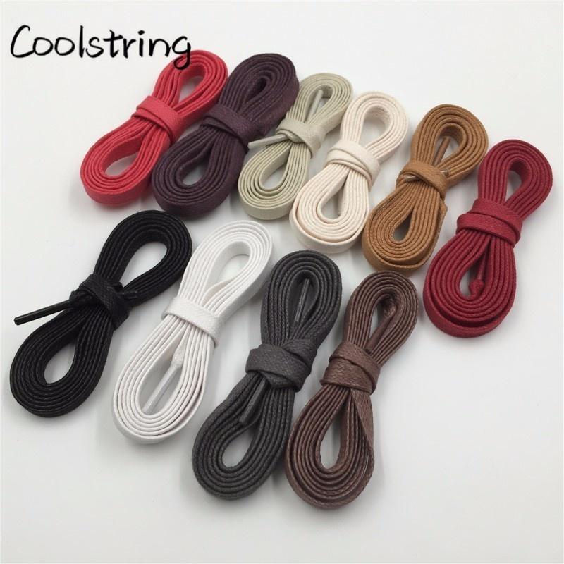 Waxed Cotton Flat Shoe Laces Leather Waterproof Mens Martin Boots Shoelace Casual Dress Coloured