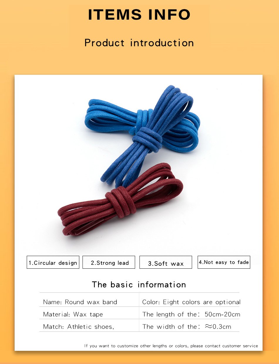 3MM Thiny Round Shape Waterproof Waxed Laces 100% Cotton Easy Decorations Many-Hued Swimming Pants