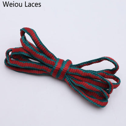 Weiou 6mm Oval Green Red Two Toned Shoelaces Polyester Semicircular Laces Fashion Shoestrings