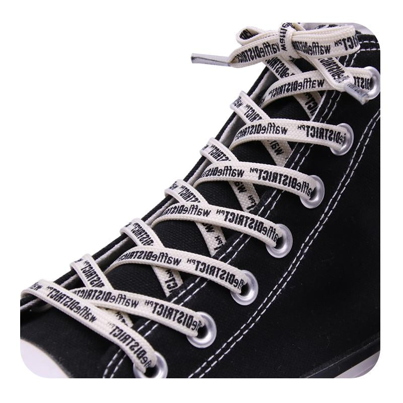 Weiou Retro Style Shoelace 0.7 Cm Flat Type Printed WaffleDistrict Ph Beige Yellow Boot Shoe Strings