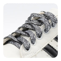 Weiou Fashion Trend Shoelaces 0.8 Cm Flat Printed Black And White Hip Hop Contton Shoelstrings Men