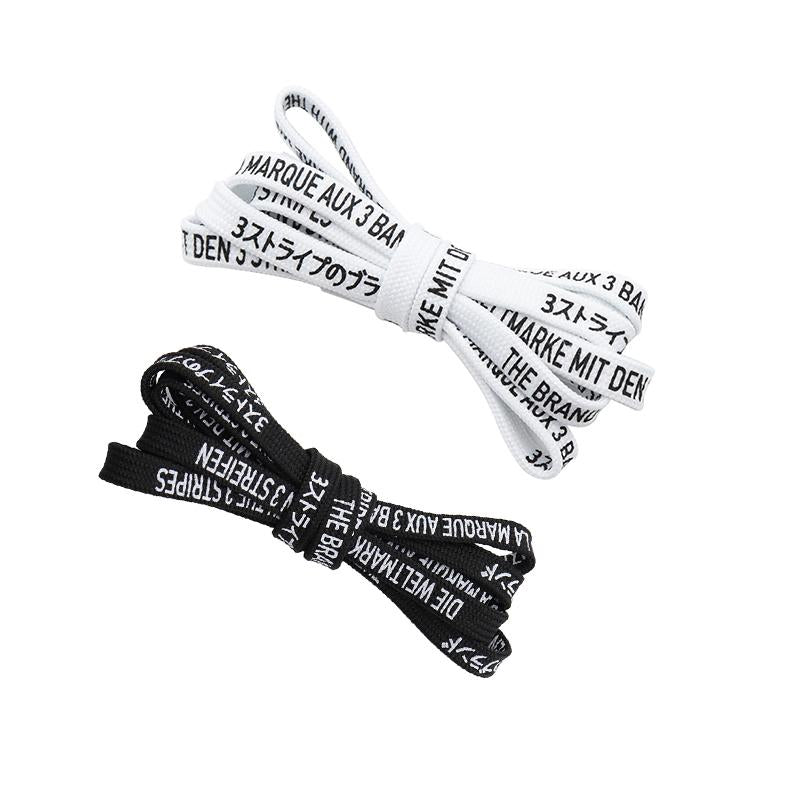 Weiou Outside Sport Shoelaces 0.7cm Flat Printed Alphabetic Black And White Polyester Shoestring