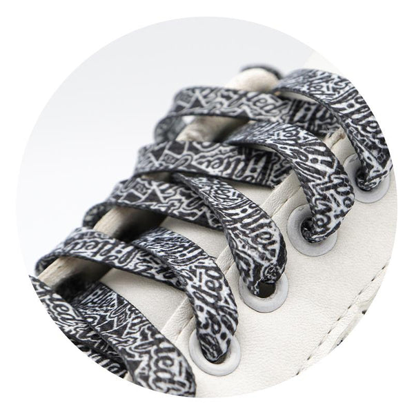 8MM Street Printing Style Flat Type Canvas shoes Laces Black White Top Sport Shoecords For Unisex