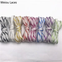 Weiou 2 Colors Mixed Shinning Colorful Glitter Shoelaces Strings Knitted Running Shoestring Flat