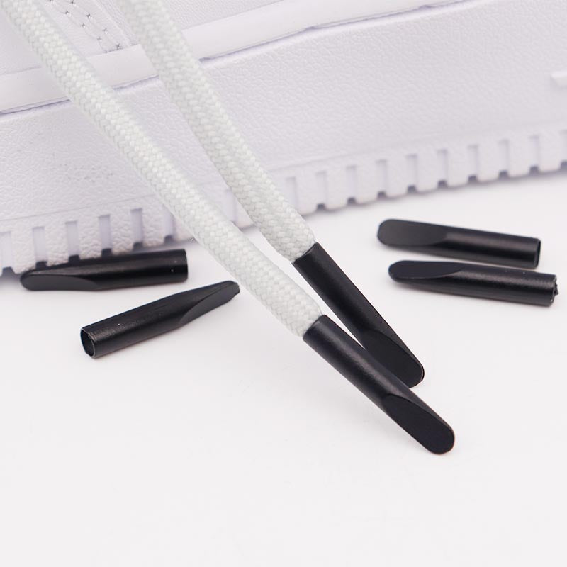 Weiou Manufacturer converse Shoe Accessories Black Flat Head Plastic Head Aglets For Casual Sneaker Shoes