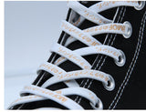 7mm White Golden Word Silk Screen Print Shoelaces Men Women Sneaker Canvas Rope 2021 Customized