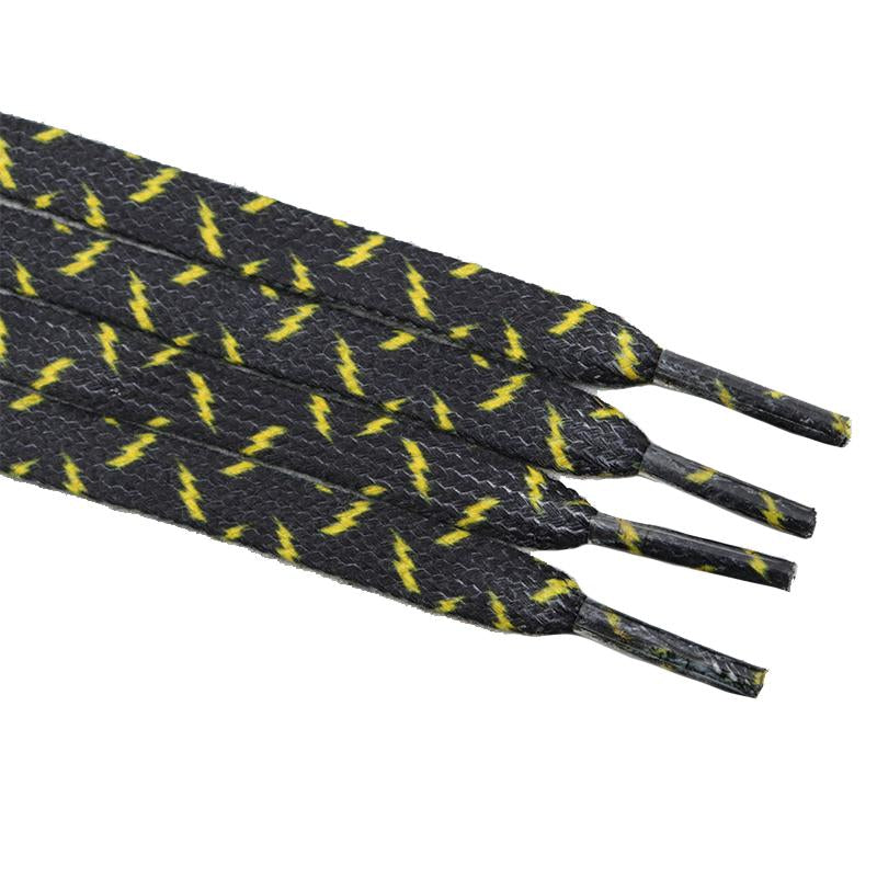 Weiou New Adorable Printed Black And Yellow Lightning Shoelaces 0.8 Cm Flat Attractive Women's Shoe