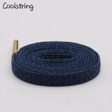 8mm Premium Flat Denim Shoelaces Metal Aglet Classic Laces Customize Your Kicks Blue Black