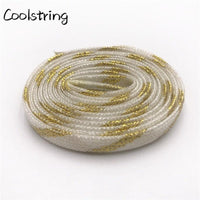 7mm Double Layer Shinning Colorful Glitter Shoelaces Long Shoe Laces White Black Red Gold Silver