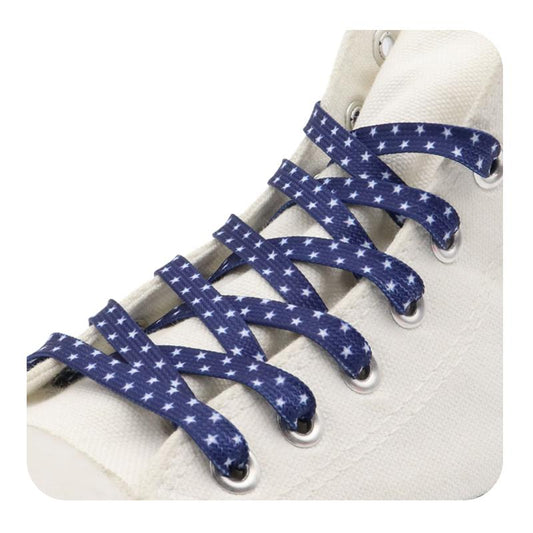 Weiou Trend personality latchet sports canvas small white shoes laces with printed Blue White Star