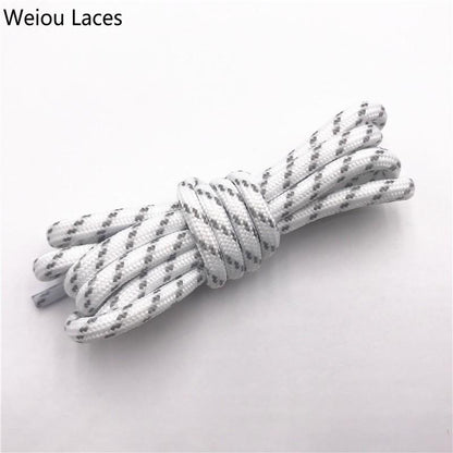 Weiou 4.5mm Round Rope Laces White Grey Cross Grain Two Tone Shoelaces Striped Bootlaces For Hiking