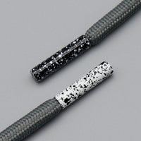 White Black Ink Dots Shoelace Tips 4.6*20mm Speckle Lace Ends Easy Installation For Canvas Snkeaker