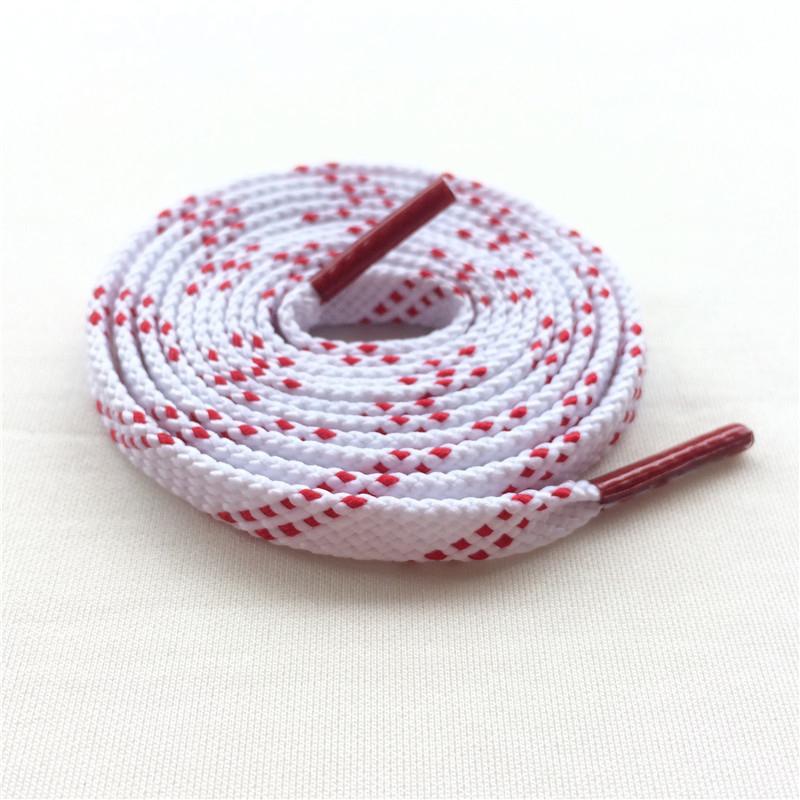 New Running Shoelaces Flat White and Red Striped Polyester Leisure Fabric Shoelace as Birthday Gift