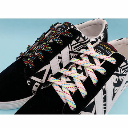 Walking Boot Laces 0.7cm Width Multicolor Polyester Shoe string Athletic Sport Sneakers Women Men