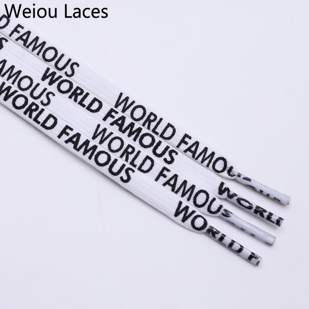 Weiou Fashion 7mm Width Double-sided Silk Screen Printing Universal Shoe Laces Flat Printed WORLD