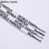 Weiou Fashion 7mm Width Double-sided Silk Screen Printing Universal Shoe Laces Flat Printed WORLD