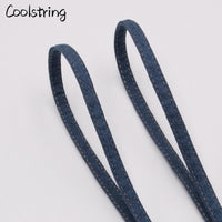 8mm Premium Flat Denim Shoelaces Metal Aglet Classic Laces Customize Your Kicks Blue Black