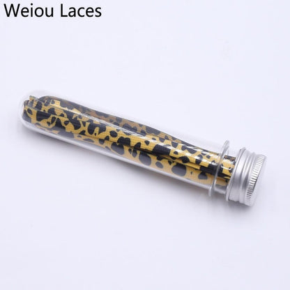 Weiou 7mm Polyester Double Hollow Flat Printed Classic Leopard Laces Sublimated Heat Transfer