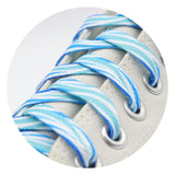 8MM Blue White Striped Ripple Heat Transfer Printing Shoelaces Top Accessories Women Sneaker Ropes