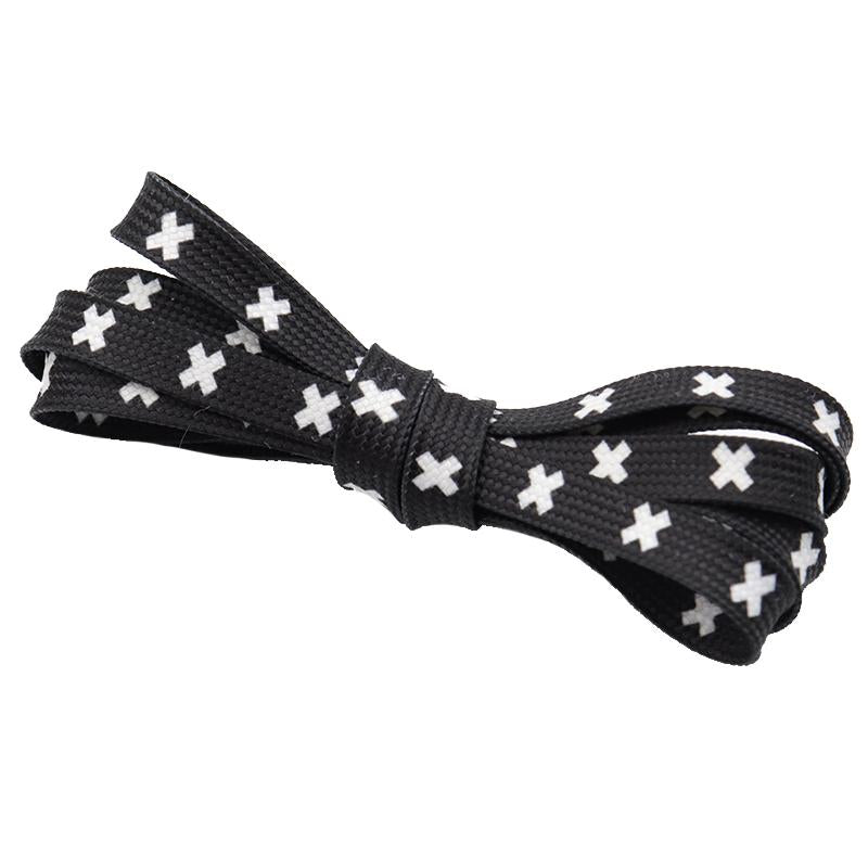 Weiou New Cute Shoestrings 0.7 Cm Flat Printed Black And White X Shoelaces Polyester Shoelaces Men