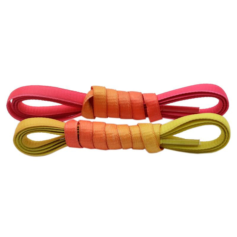 Weiou 7MM A Pair Pretty Double Solid Color Combination Easy Boots Shoelaces Polyester Laces For