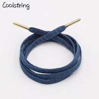 8mm Premium Flat Denim Shoelaces Metal Aglet Classic Laces Customize Your Kicks Blue Black