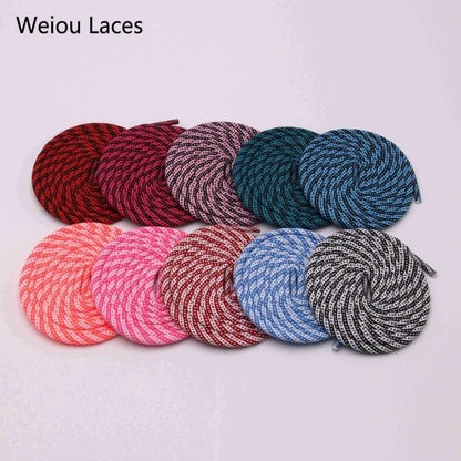 Weiou 5mm Round Type Polyester Two Tone Twill Middle Dot Checkered Laces Exclusive Red White Black