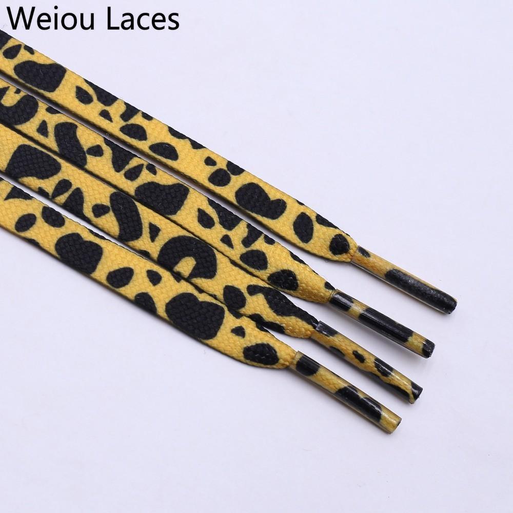 Weiou 7mm Polyester Double Hollow Flat Printed Classic Leopard Laces Sublimated Heat Transfer