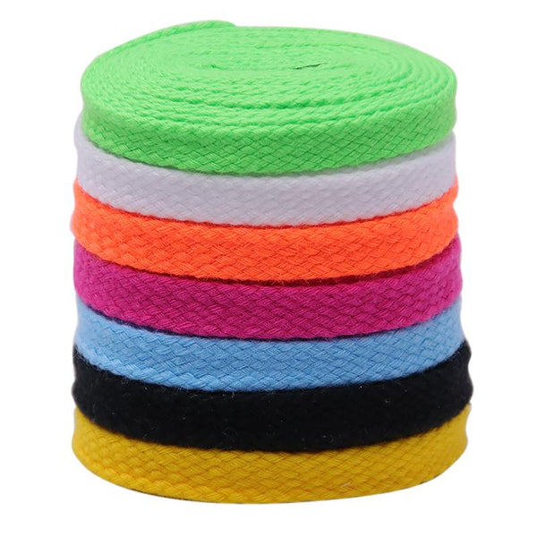 Solid Color Eye-Catching Cords Double-Layer Polyester 7MM Flat Shape Shoelaces For Drop-Shipping