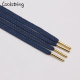 8mm Premium Flat Denim Shoelaces Metal Aglet Classic Laces Customize Your Kicks Blue Black