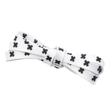 Weiou New Cute Shoestrings 0.7 Cm Flat Printed Black And White X Shoelaces Polyester Shoelaces Men