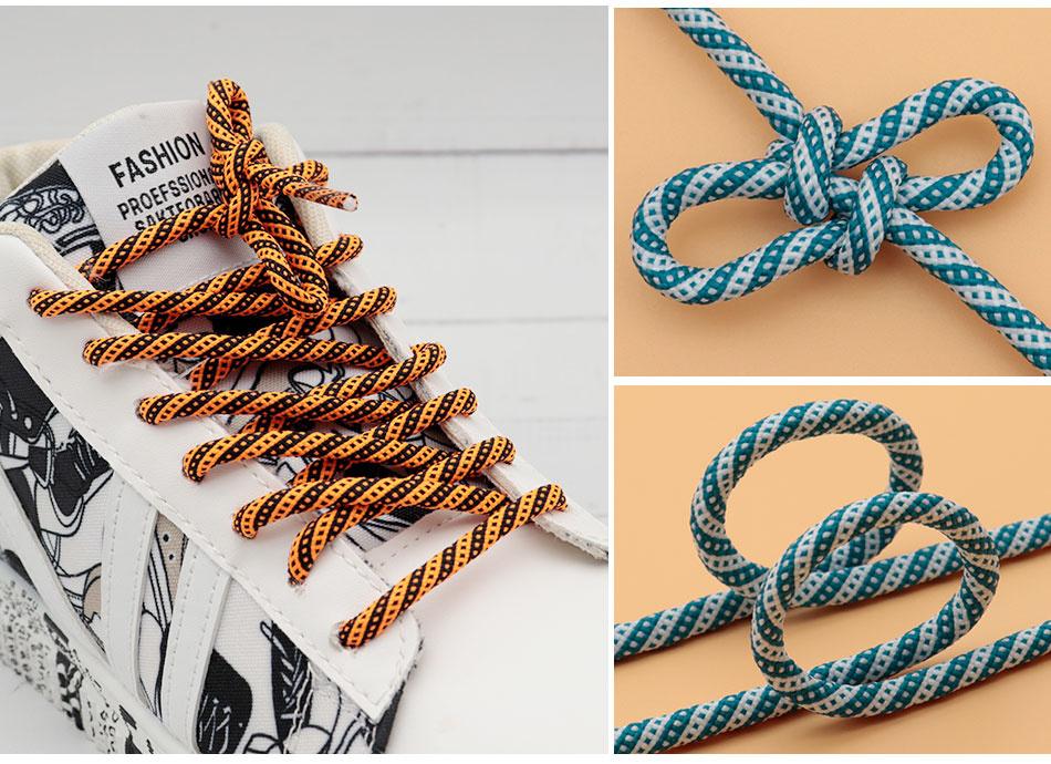 4.5MM Double Color Combination Orange Sky Blue Shoelaces No Elastic Stonger Ropes For Sneaker Sport