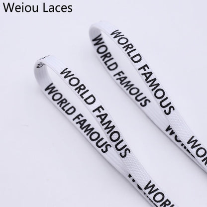 Weiou Fashion 7mm Width Double-sided Silk Screen Printing Universal Shoe Laces Flat Printed WORLD